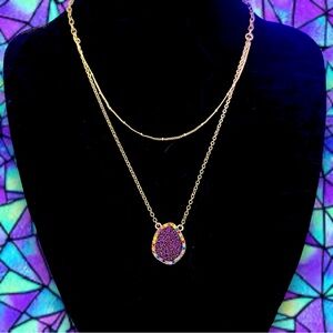 Sugarfix by BaubleBar Purple Druzy Gold Necklace